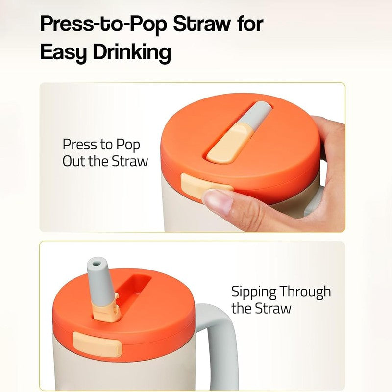 AuraGrip Stainless Steel Tumbler (1200 ML) - Orange media 7