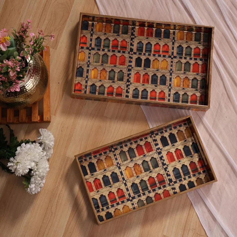 Rasdhara Wood Serving Tray (Large & Medium) - Set Of Two media 1