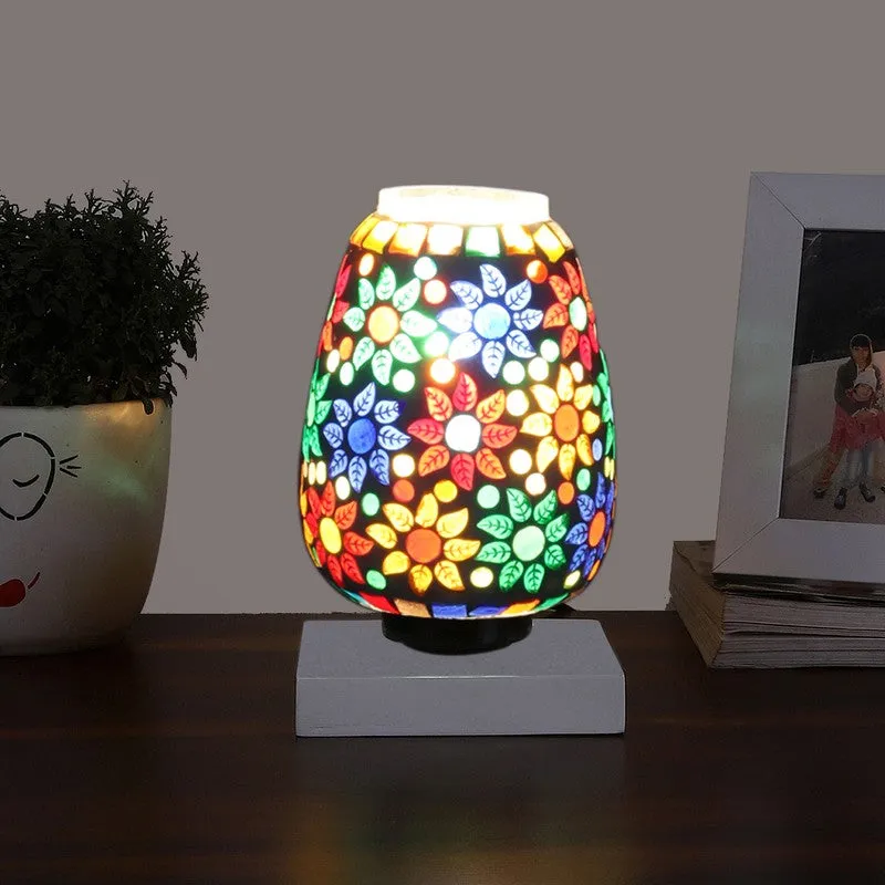 Astrine Glass Table Lamp With Wooden Base - Multicolor media 1