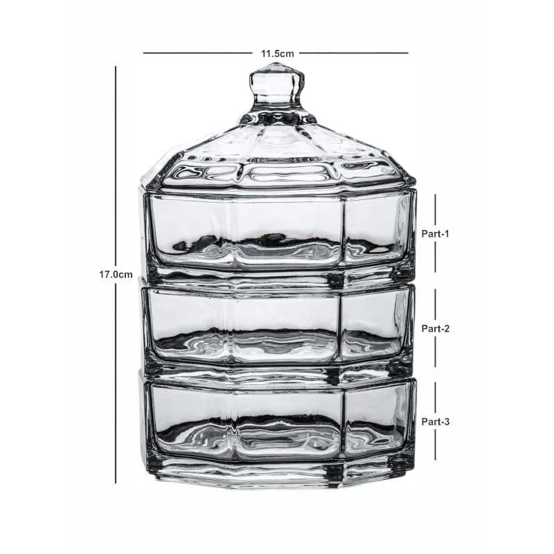 Treasure It Glass 3 Tier Storage Bowl With Lid - 260 ML media 5