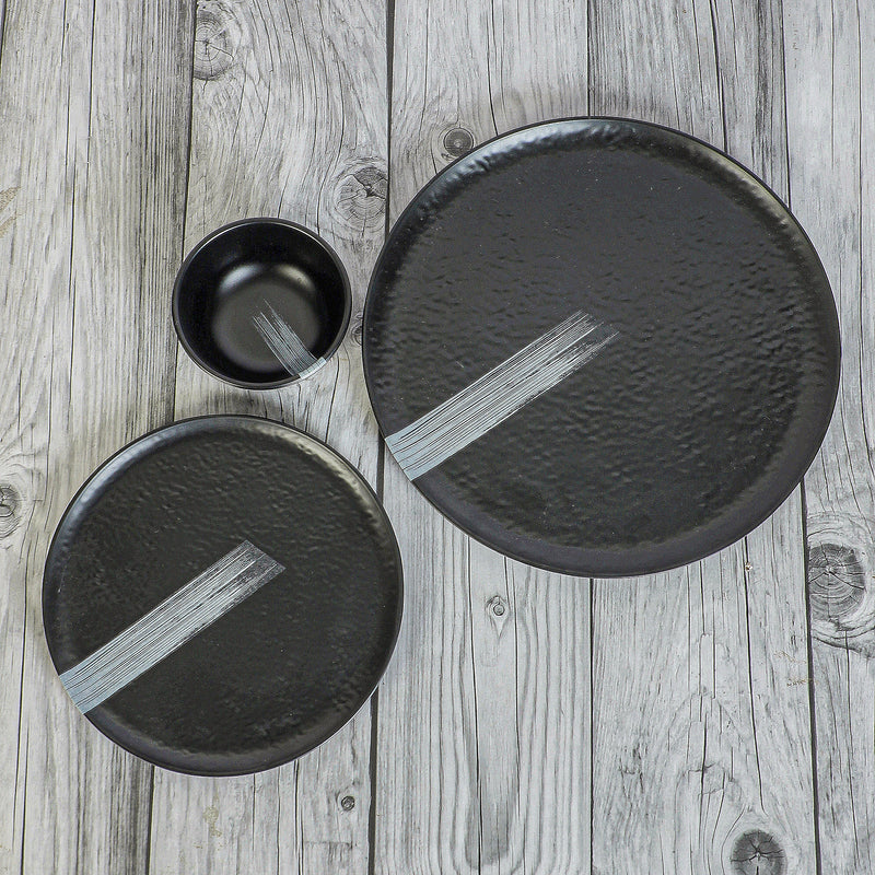Stripe Swipe Melamine Dinner Set (Black) - 24 Piece Set media 5