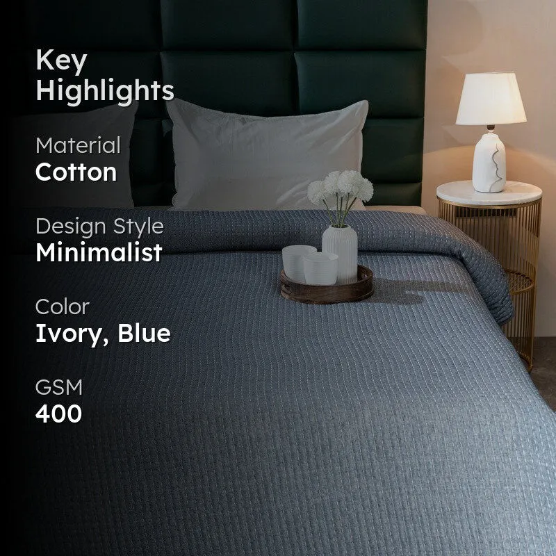 Ivory (Blue Self Stripe Comforter) - Three Piece Set media 2