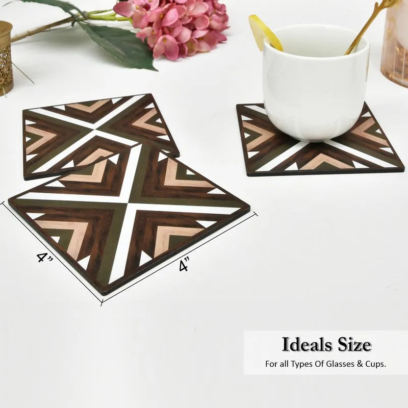 Rustic Square Wooden Coasters with Holder - Seven Piece Set media 7