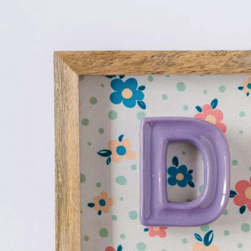 (D) Mini Mottled Mono Ceramic & Wooden Wall Accent - Purple media 3