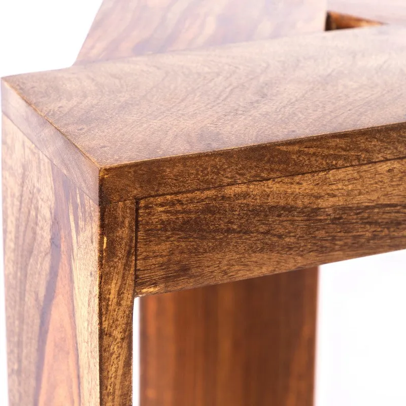 Jverox Sheesham Wooden Side & Bedside Table - Brown media 5
