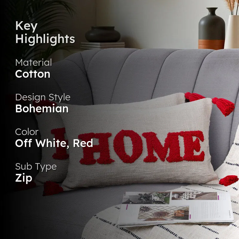Home Tassle Tufted Cushion Cover Set (Red) - Set Of Two media 2