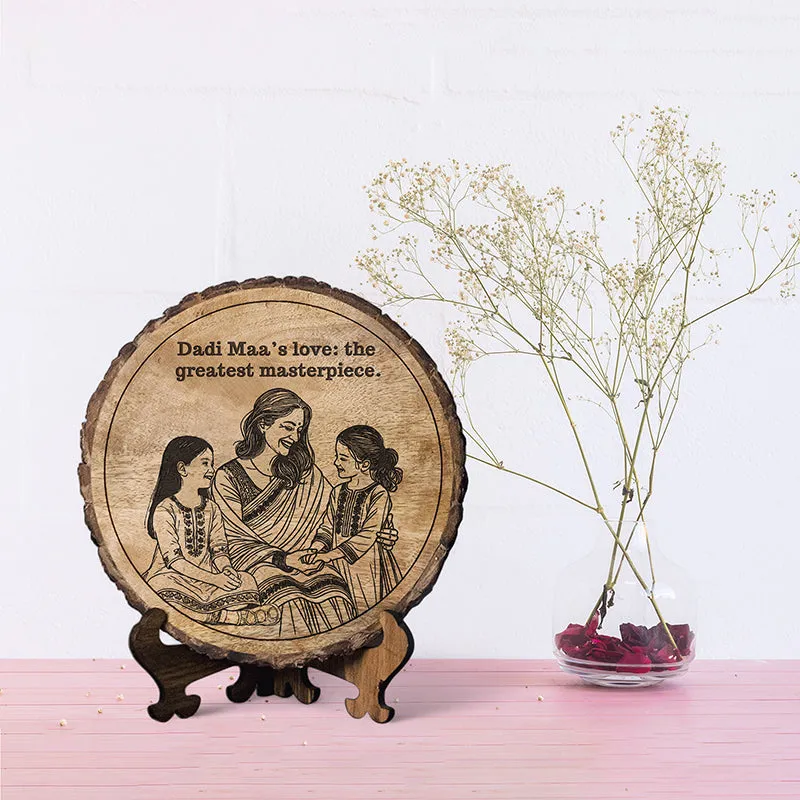 Dadi Maa: Greatest Masterpiece Wood Showpiece - Round media 1