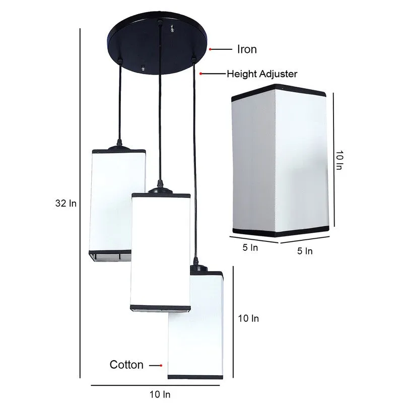 Warm Ivory Triple Metal Ceiling Lamp - White & Black media 9