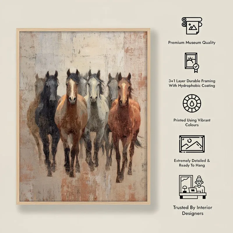 Spirit of the Wild Horse Wall Painting With Brown Frame media 10