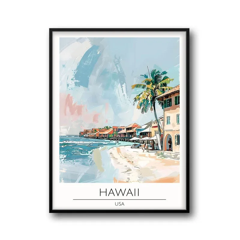 Vintage Hawaii Framed Canvas Wall Painting media 5