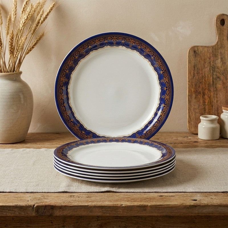 Blue Prema Melamine Dinner Plates (Small) - Set of Six