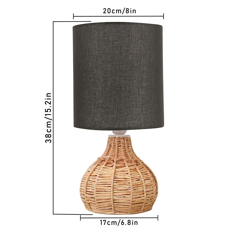 Palladian Edge Raffia Fabric Table Lamp - Black,Brown media 5