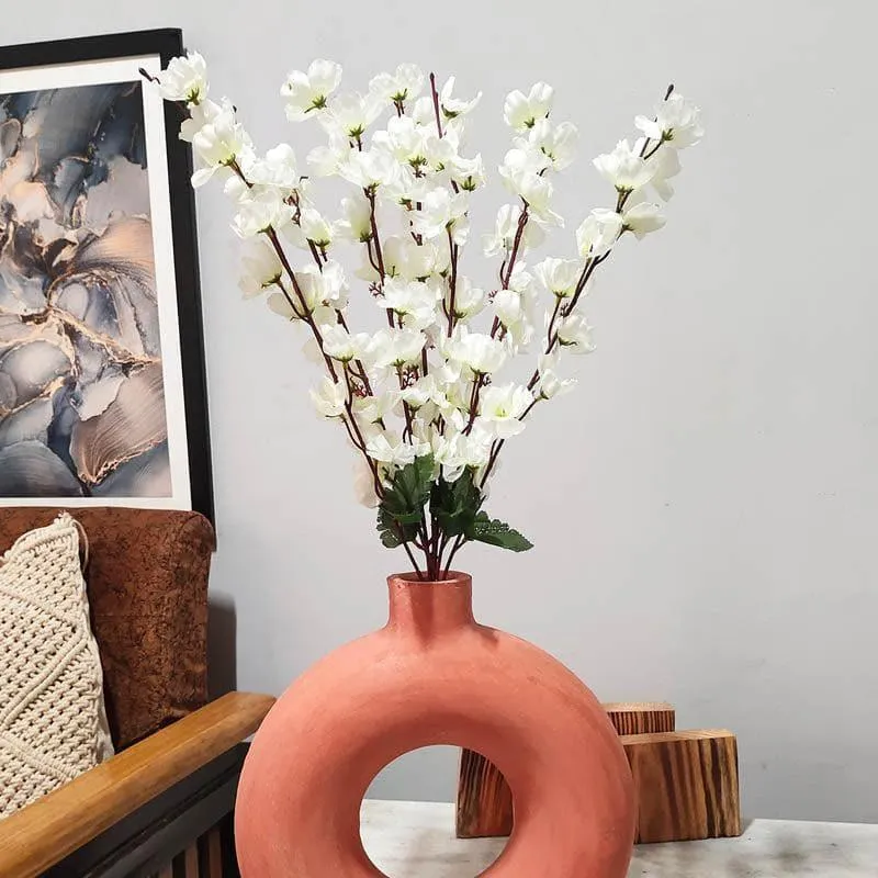 Faux Cherry Blossom Floral Stick - White media 3