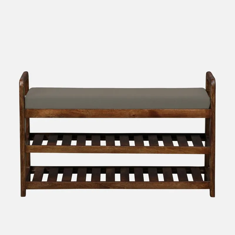 Sole Nest Mango Wood Shoe Rack - Grey media 4