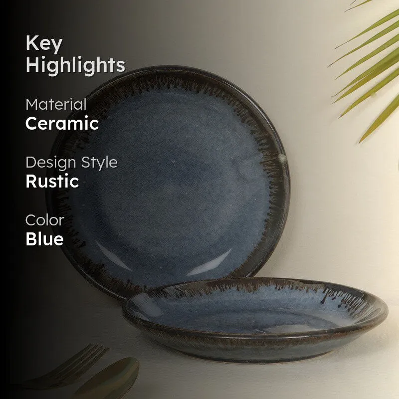 Dinevia Ceramic Quarter Plates (Blue) - Set Of Two media 2