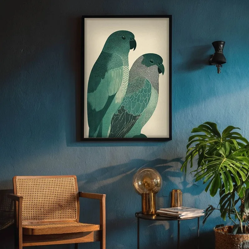 Pastel Parrot Pair Canvas Wall Painting With Black Frame media 3