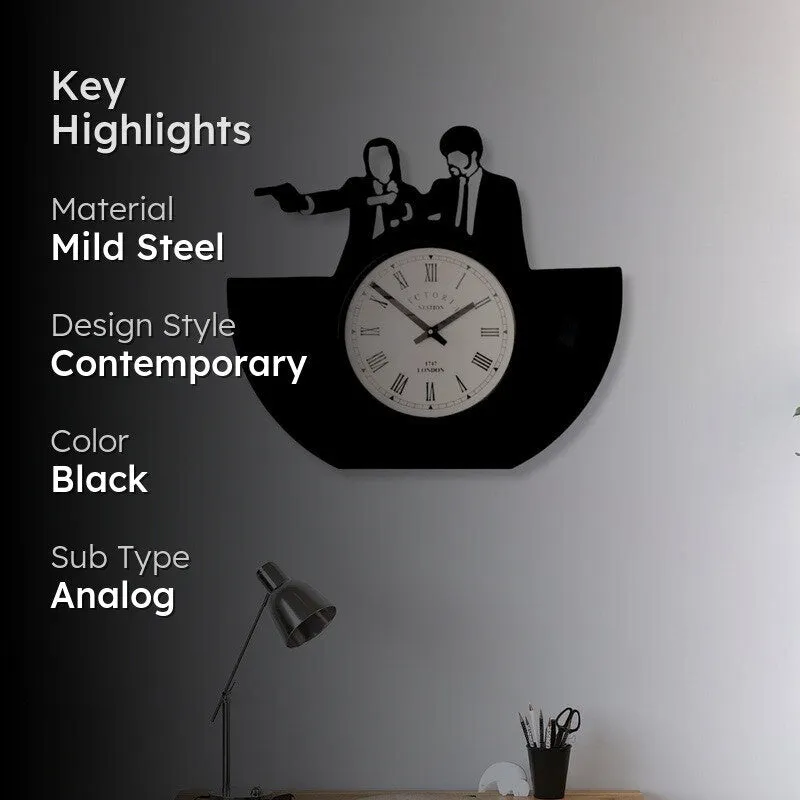 Duo Steel Analog Wall Clock - Black media 2