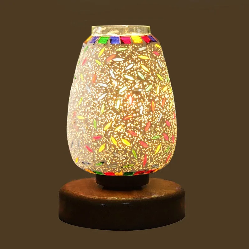 Haloix Glass Table Lamp With Wooden Base - Multicolor media 6