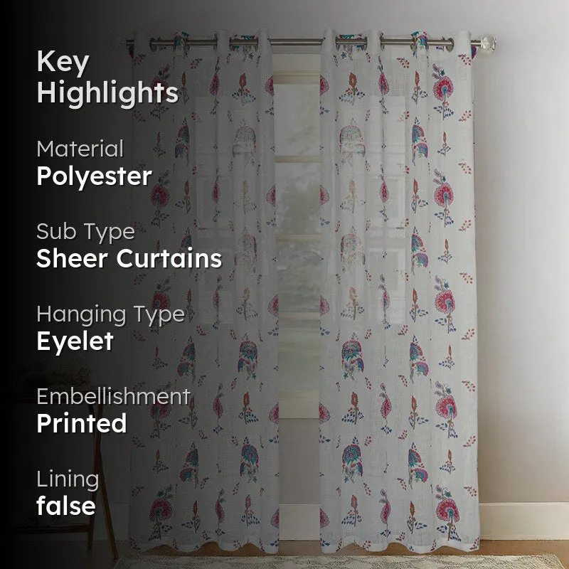 Veela Linen Texture Sheer Curtain - Set Of Two media 2