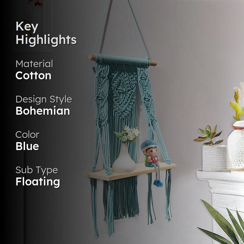 Knotix Macrame Wall Shelf - Turquoise media 2