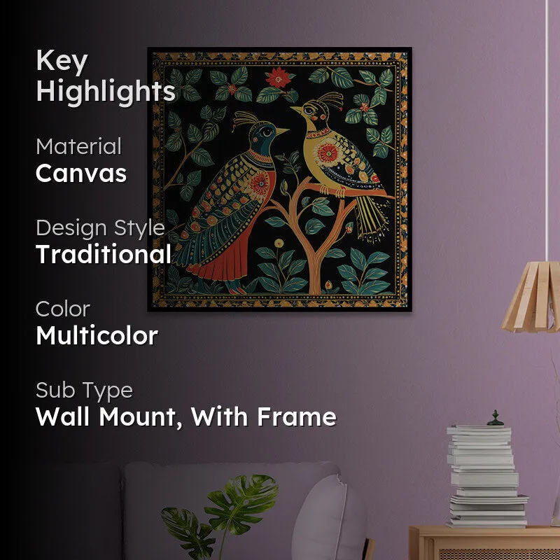 Tribal Birds Canvas Wall Art With Frame media 2