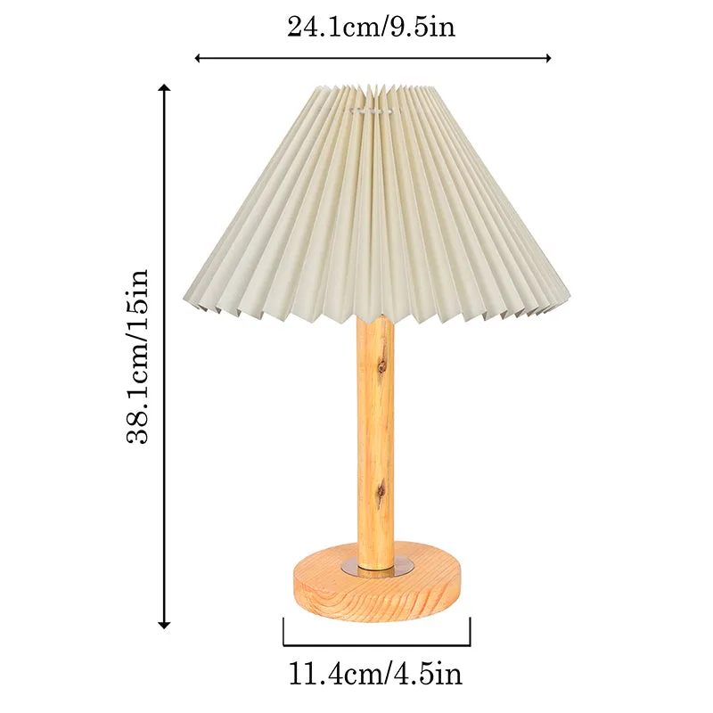 French Pleat Wooden Table Lamp - Beige,Brown media 5