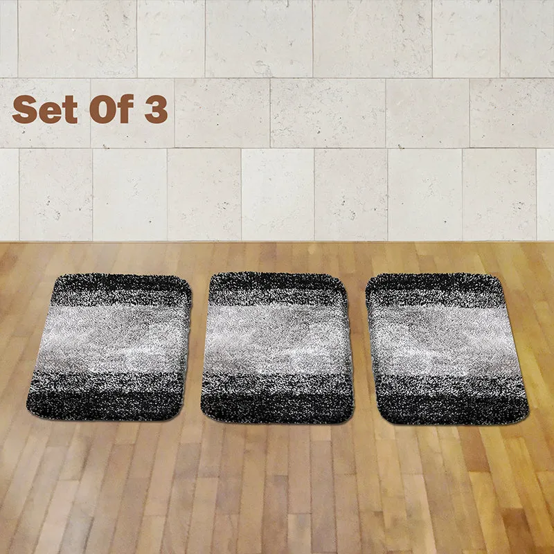 Elvira Anti Skid Striped Bath Mat (Black) - Set Of Three media 1
