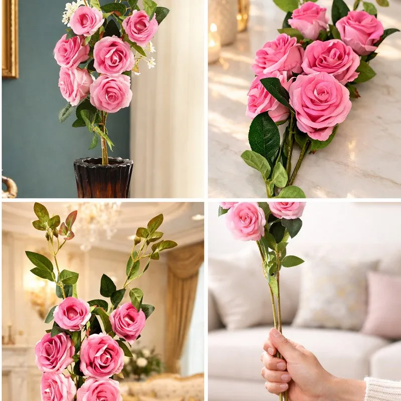 Roselle Charm Plastic Artificial Flower - Set Of Two media 8