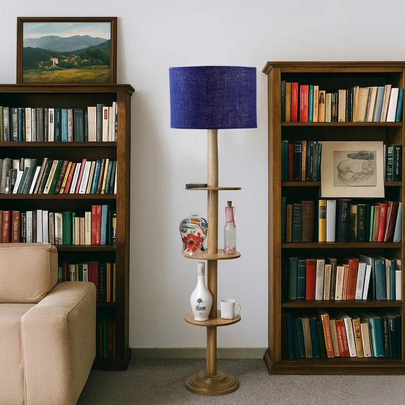LumiCrate Tower Wooden Floor Lamp - Blue media 4