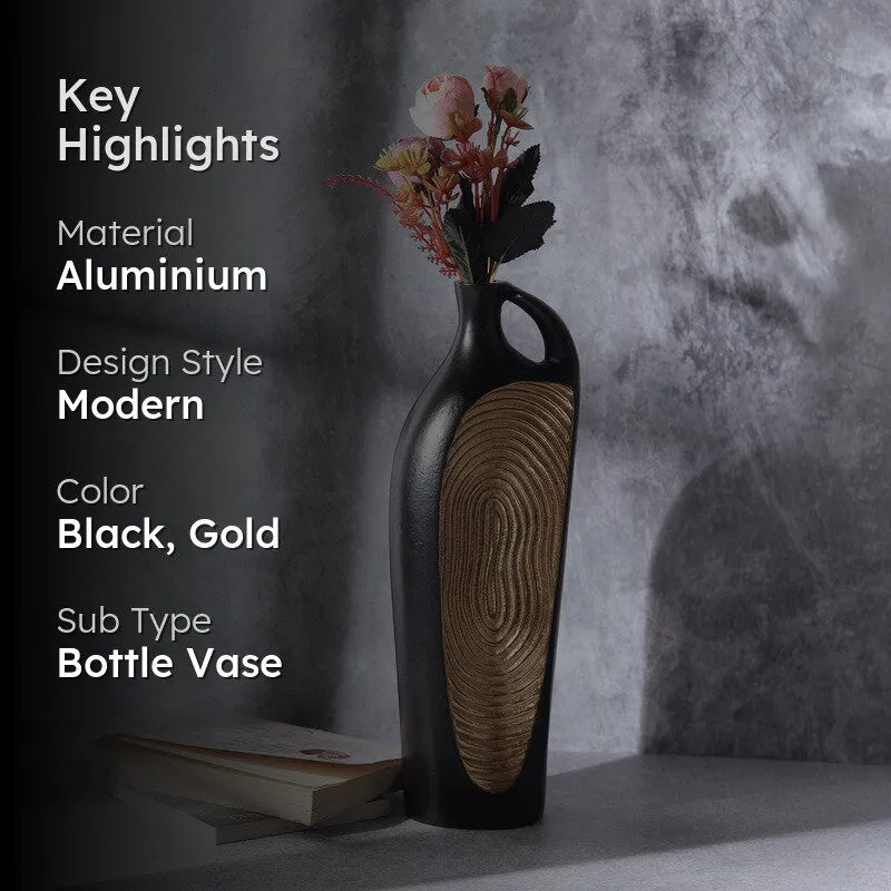 Alloy Art Vase - Black,Gold media 2