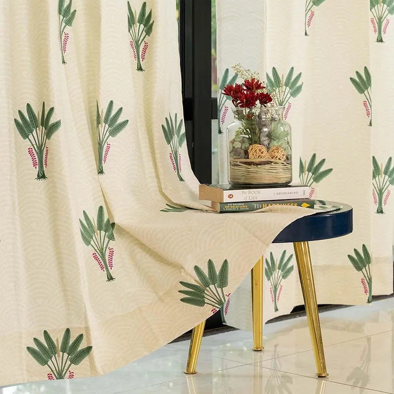 Urban Space Palm Lagoon Curtain (Green) - Set Of Two media 1