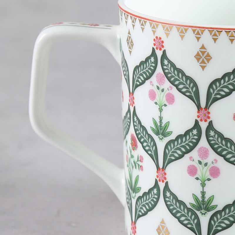India Bone China Tea Cup (220 mL Each)/Green,Ivory)-  Set of Six media 6