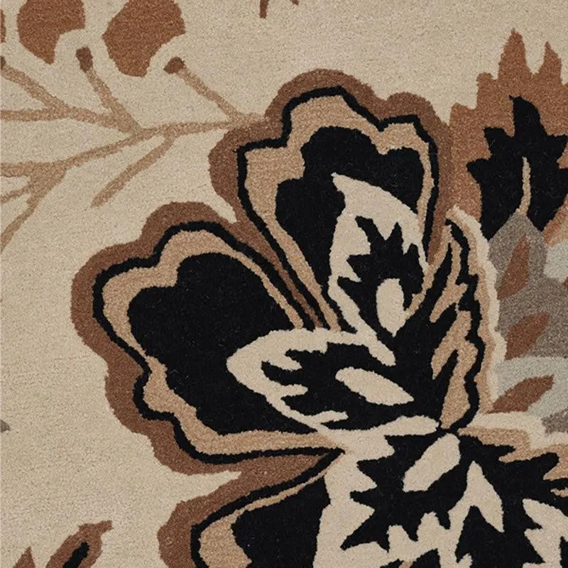 Haradrim Hand Tufted Floral Wool & Nylon Carpet - Black media 4