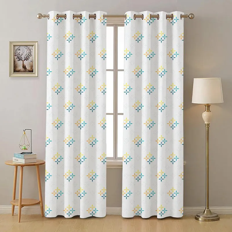 Urban Space Mosaic Curtain (Yellow & Blue) - Set Of Two media 3