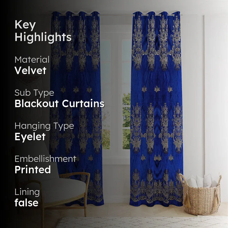 Royal Blue Elegance Curtain - Set Of Two media 2