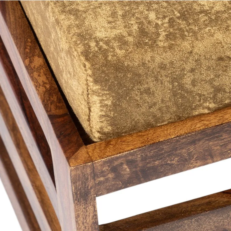 Uvrox Sheesham Wooden Bench with Stool (Brown) - Two Piece Set media 5