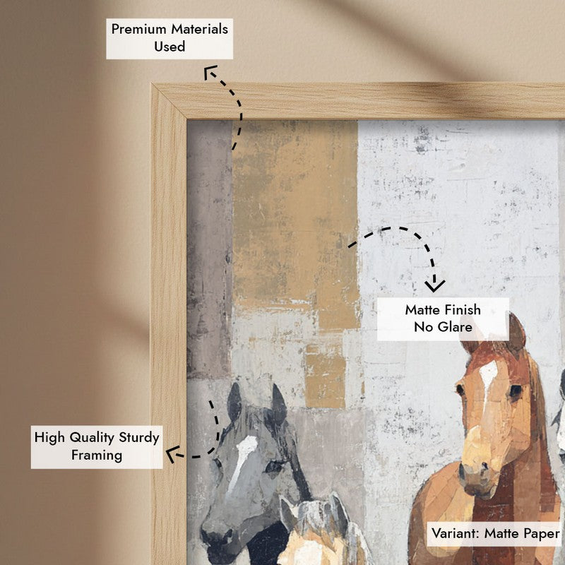 Stylized Horse Painting With Brown Frame media 9