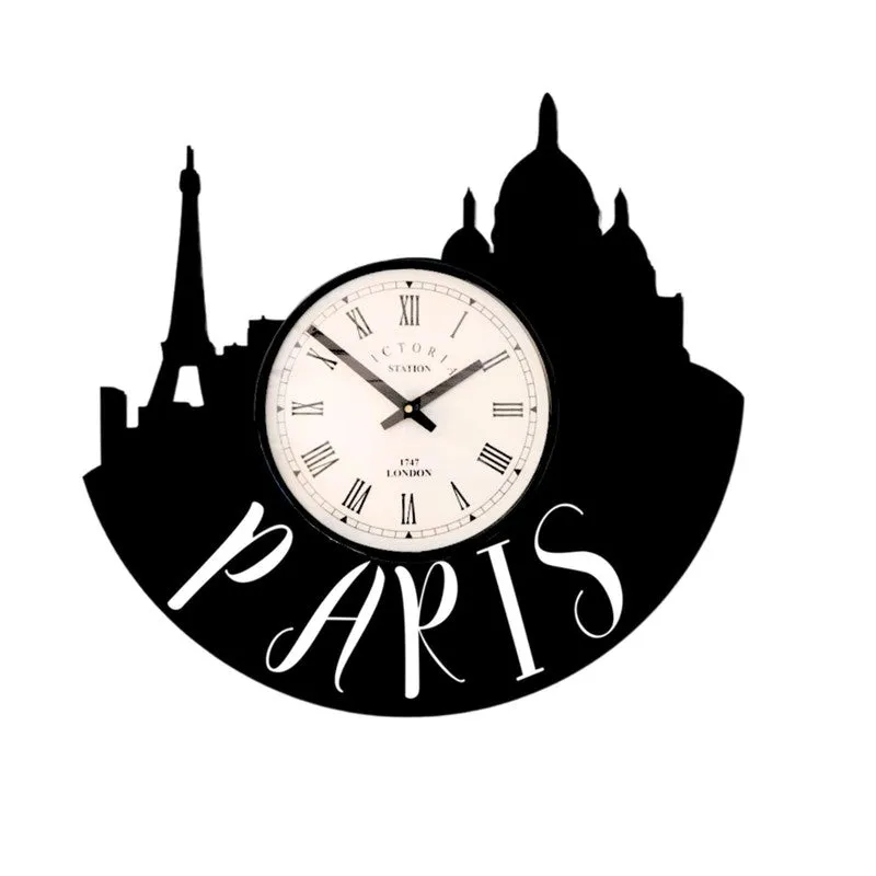Paris City Steel Analog Wall Clock - Black media 4