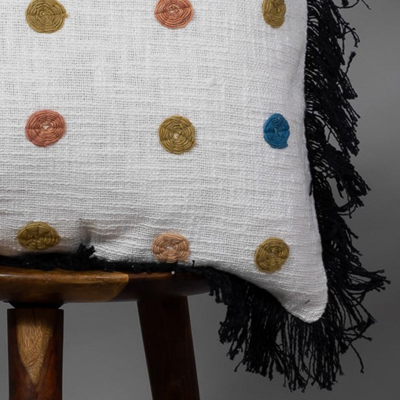 Dotted Fringe Embroidered Cushion Cover media 6