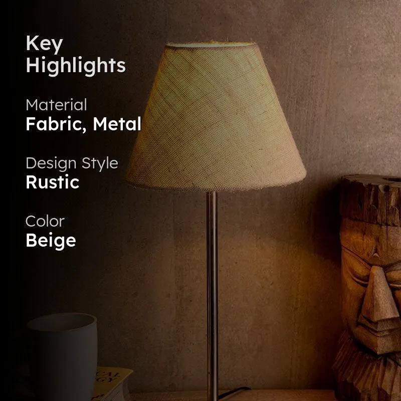 Classy White Fabric Table Lamp - Beige media 2