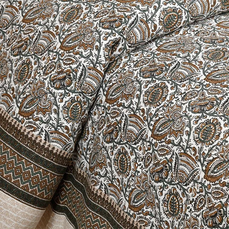 Panja Ethnic Cotton Bedsheet (Grey) - 180 TC media 3