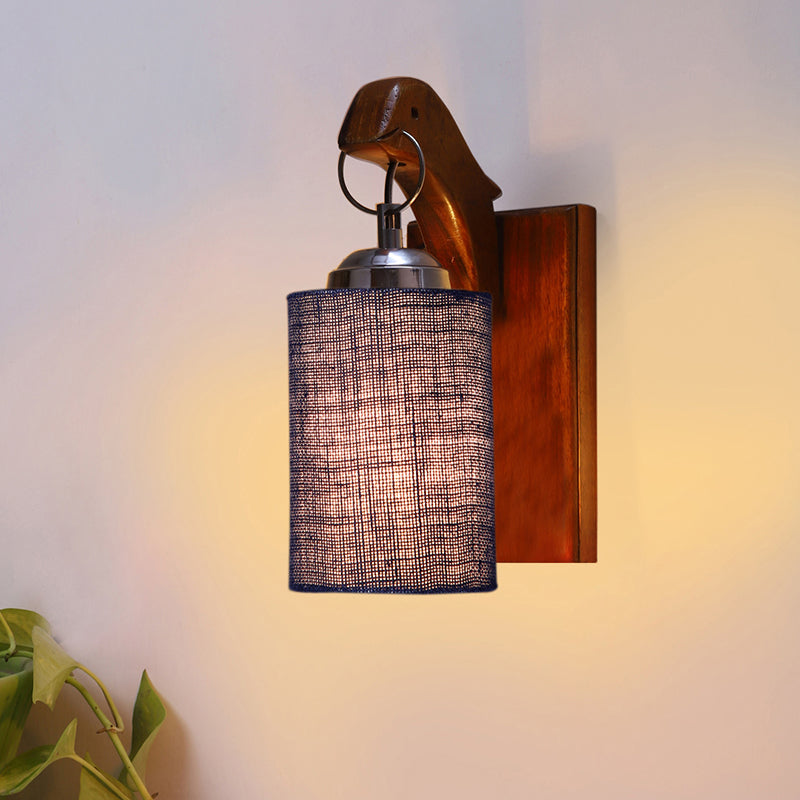 Estrella Jute & Wooden Wall Lamp - Blue