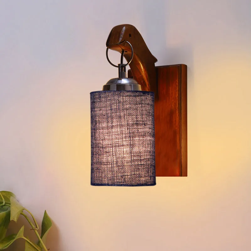 Estrella Jute & Wooden Wall Lamp - Blue media 1
