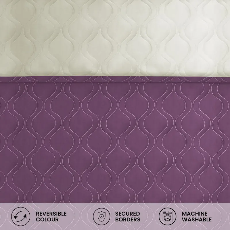Urban Space Triad Reversible Microfiber Comforter (Plum, Pearl) - 80 GSM media 6