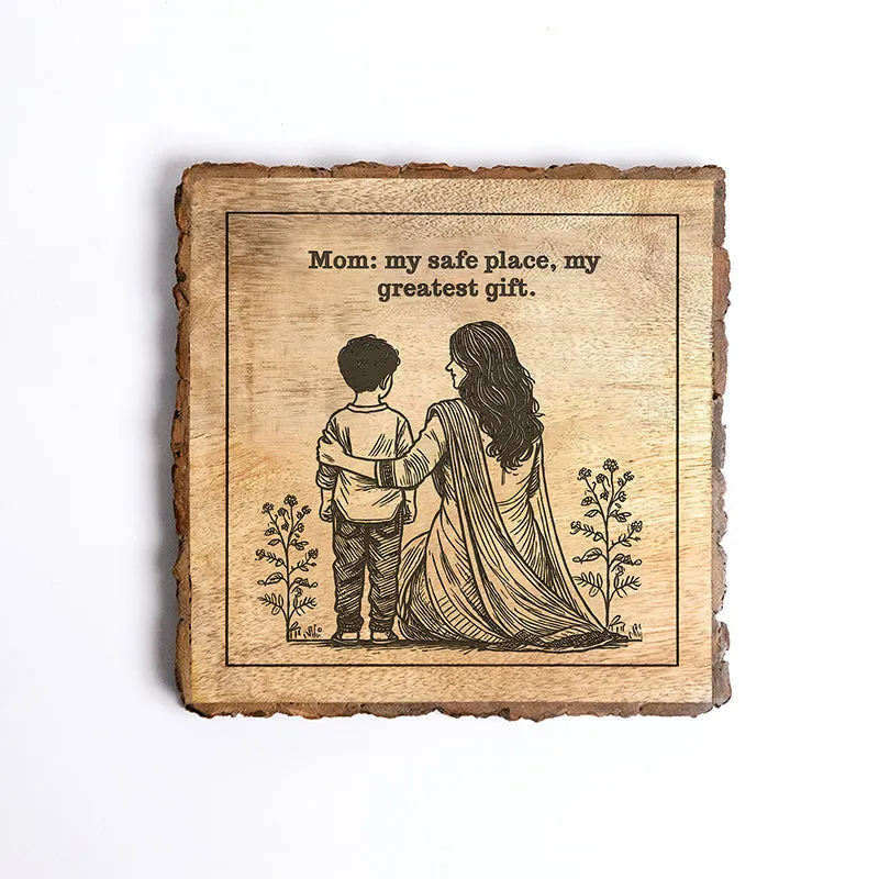 Mom Is Safe Place Wood Showpiece - Square media 5