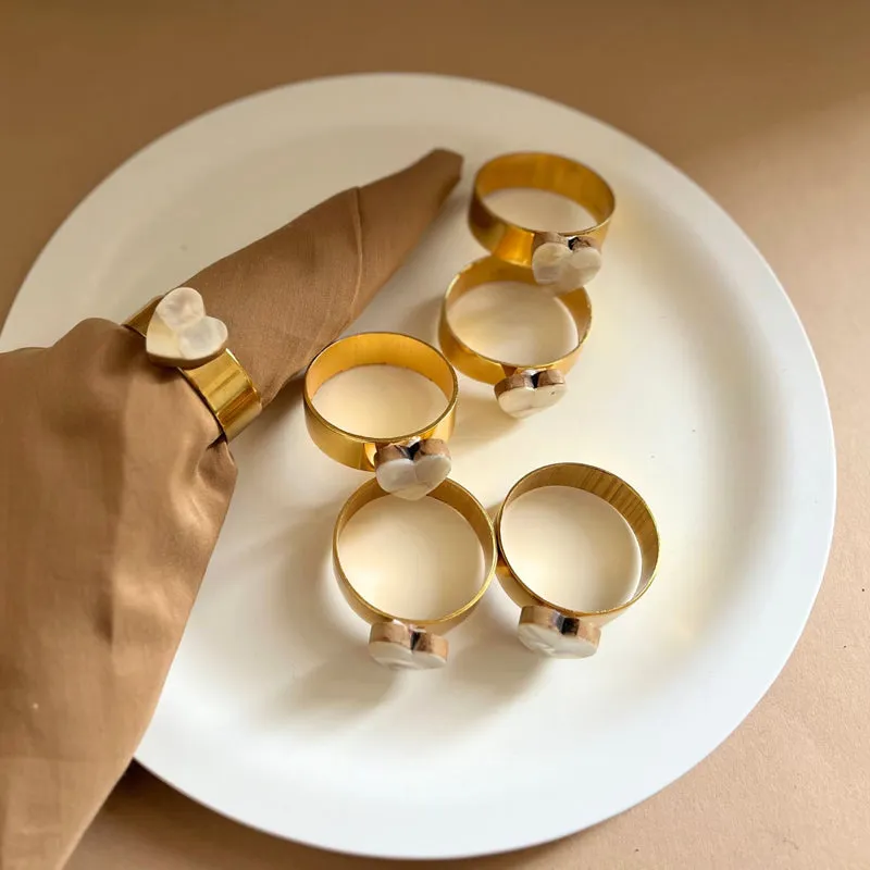 Asher Heart Handcrafted Mother Of Pearl Napkin Rings - Set Of Six media 3