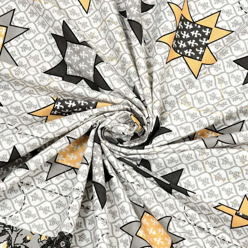 Weaveo Cotton Bedsheet (Grey,Yellow) - 240 TC media 5