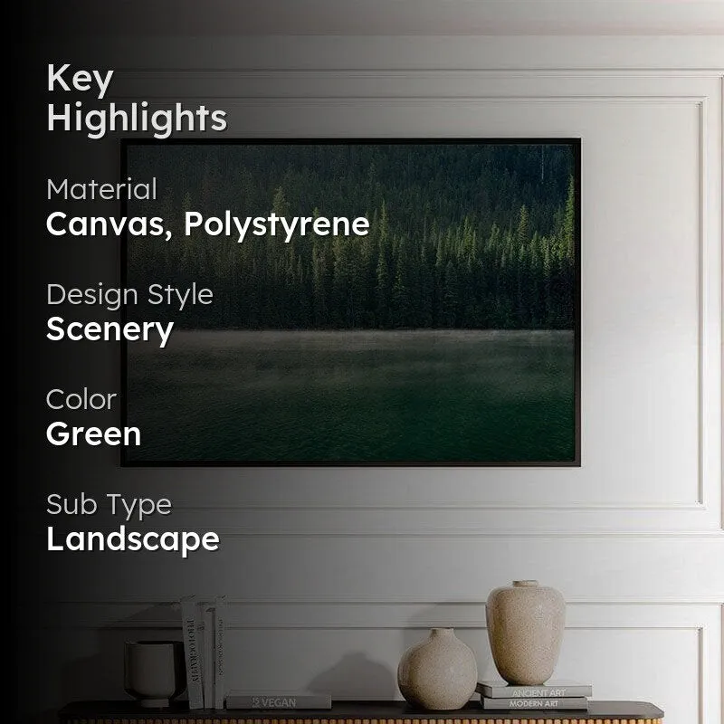 Quartz Lake Morning Canvas Wall Painting - Black Frame media 2
