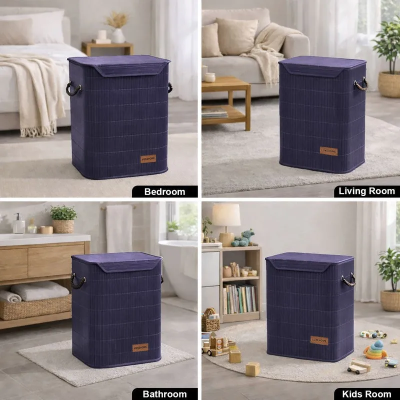 Strap Bamboo Laundry Basket - Navy Blue media 9
