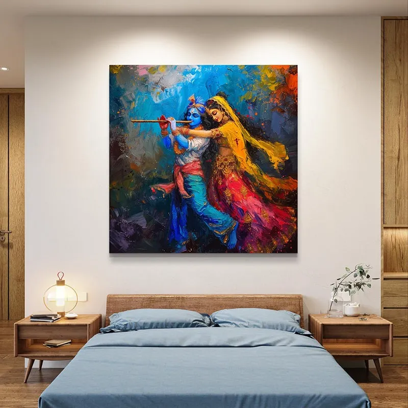 Radhe Shyam Leela Canvas Wall Painting media 4